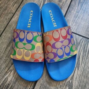 Coach Rainbow Signature Slides Sandals